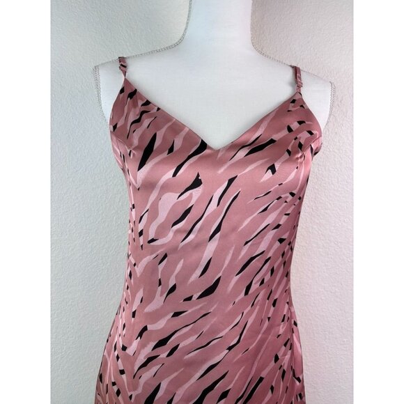 Storia women's small dusty pink zebra print satin slip cami mini dress - Picture 3 of 10
